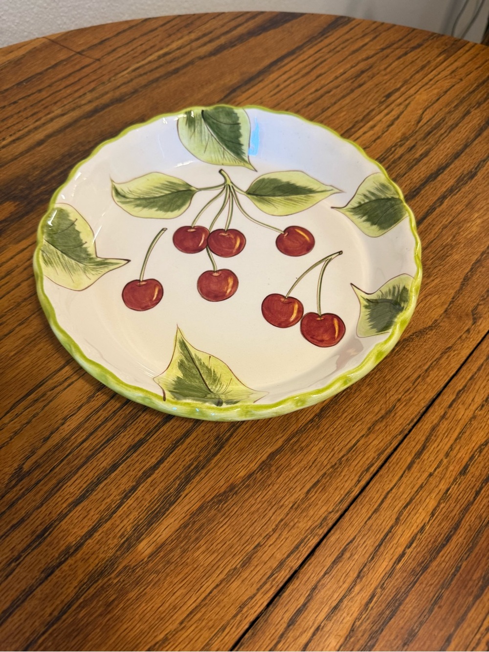 Williams Sonoma Laurie gates Cherry-Print vintage Ceramic pie dish